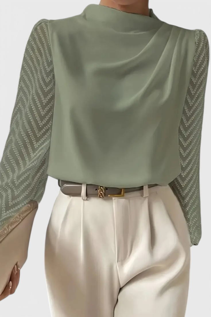 Blusa Elegante con Manga Transparente | Martina Noche