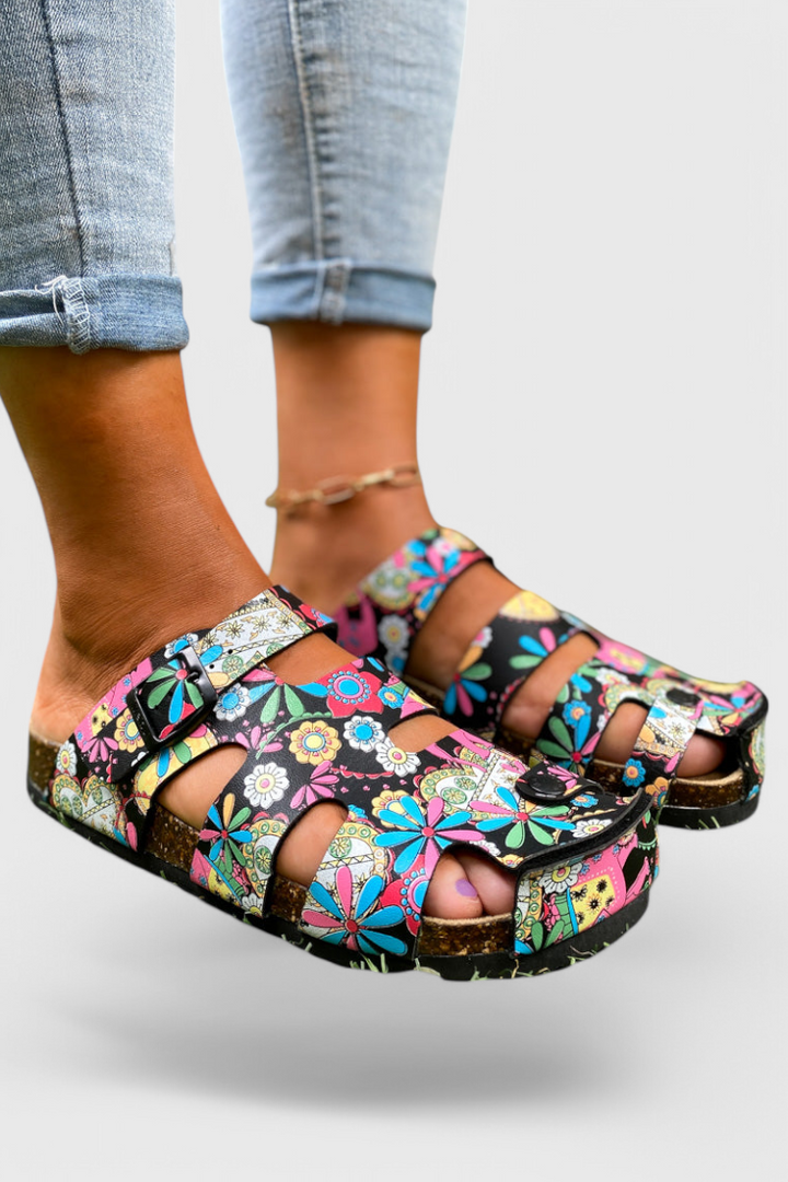 Zuecos Isolde con Hebilla de Corcho