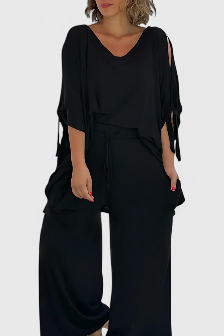 Cecilia Conjunto de Dos Piezas con Detalle de Hombro Descubierto