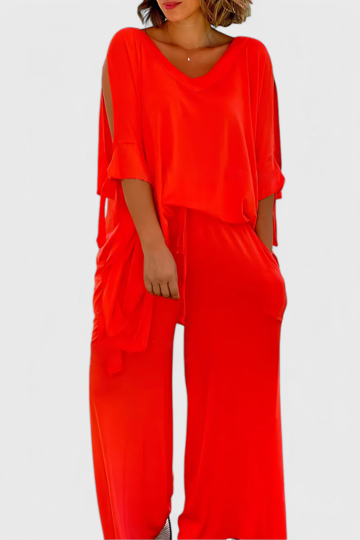 Cecilia Conjunto de Dos Piezas con Detalle de Hombro Descubierto