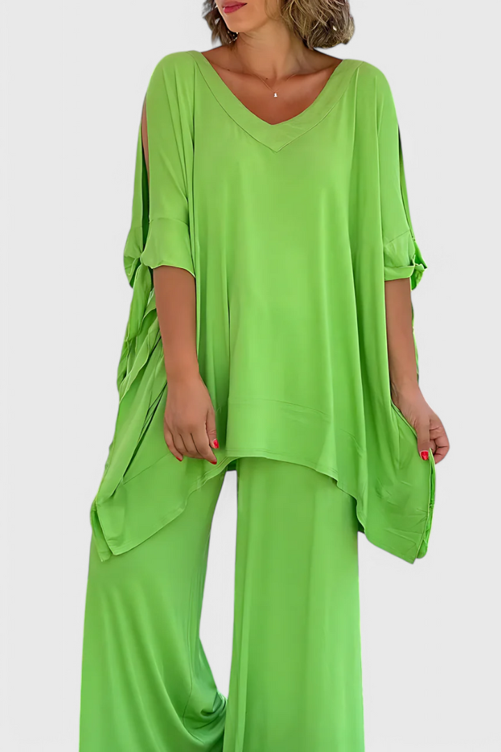 Cecilia Conjunto de Dos Piezas con Detalle de Hombro Descubierto