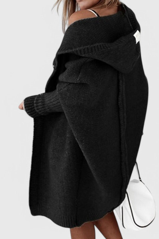 Cárdigan Oversized de Punto Grueso con Capucha  | Martina Comfort