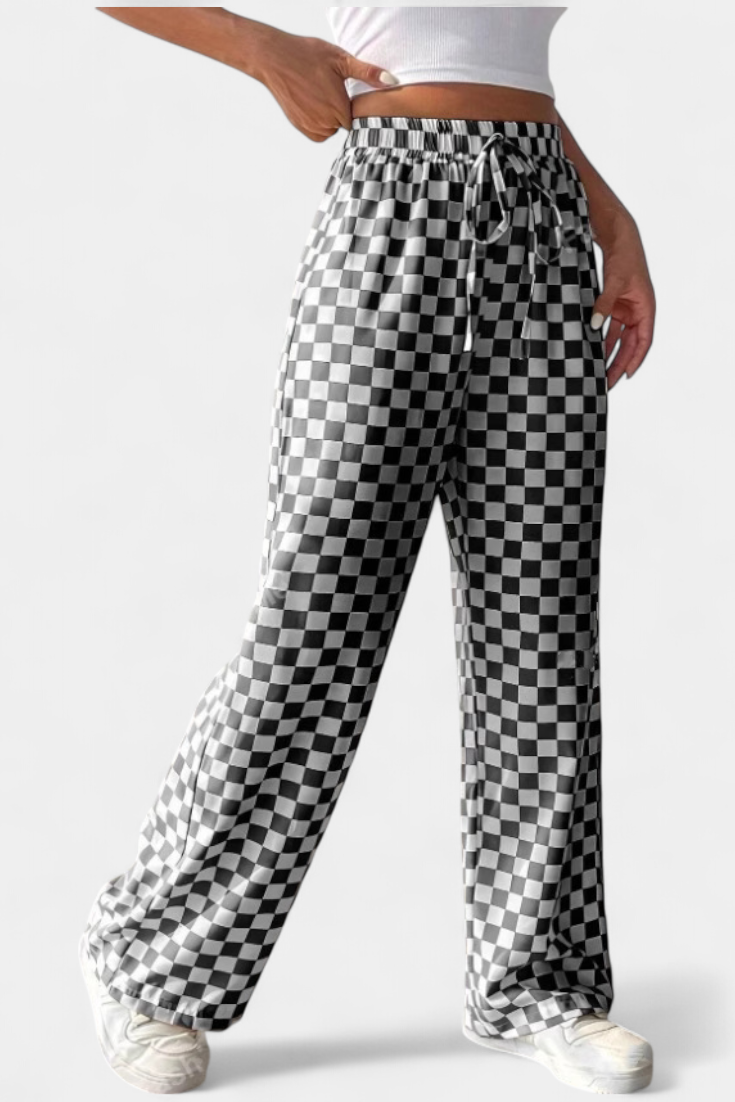 Pantalón Cuadros Pierna Ancha | Martina City